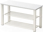 Simple Houseware Wood Top Shoe Storage Bench for Entryway, White