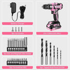 Power Drill Cordless: DEKOPRO'S Pink Cordless Drill 20V Electric Power Drill Set Tool for Women Drills with Battery and Charger 20 Volt Drills Driver Kit