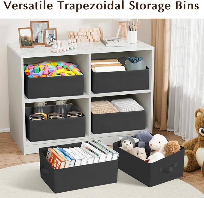 Storage Bins Cube Storage Organizer - 1 Pack Fabric Trapezoid Storage Cubes for Bins and Baskets for Shelves Collapsible Non-Separating Trapezoidal Flared Cube Organizer, Black
