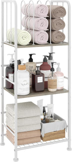 Towel Rack Free Standing 3-Tier M-Shaped Detachable Dividers, Durable Metal Holder, Pool Towel Rack, Space-Saving Towel Storage Organizer, Modern Bath Towel Shelf for Home, Poolside, White