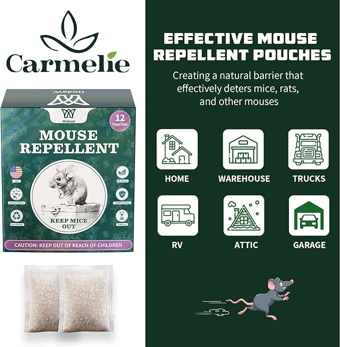 Mouse Repellent for Home and Garden Protection to Mouse, Squirrels, Roaches, Ants, Spiders, Moths and Other Pests