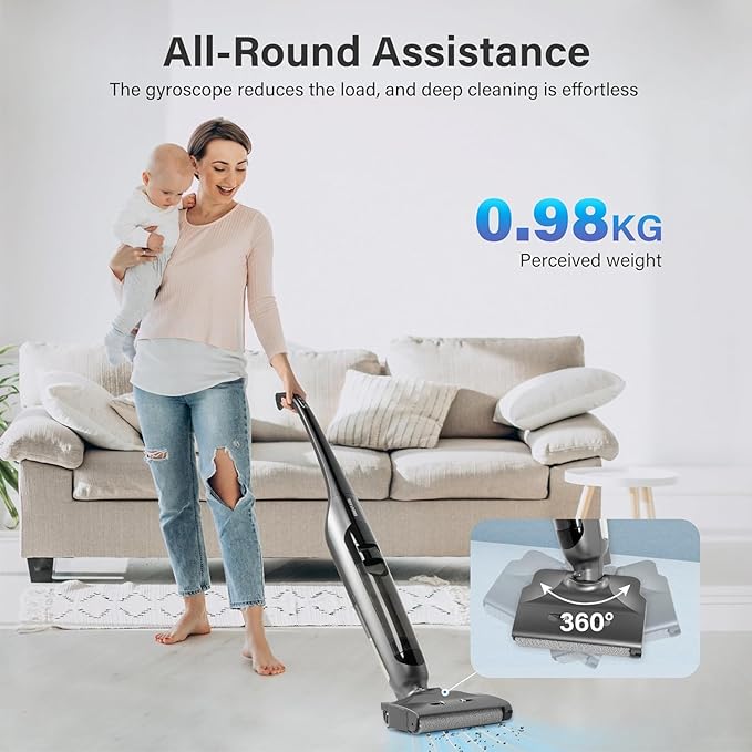 Xcity Cordless Wet Dry Vacuum Cleaner & Mop Combo - Self-Cleaning, Aromatherapy, 50Mins Runtime - Stick Vacuum for Pet Hair, Hardwood Floor, Carpet