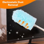 50 PCS Disposable Dusters Refills Compatible with Swiffer, Blue Bulk Heavy Duty Duster,Multisurface 360 Degree Replacement Head for Dusting with 1 Handle