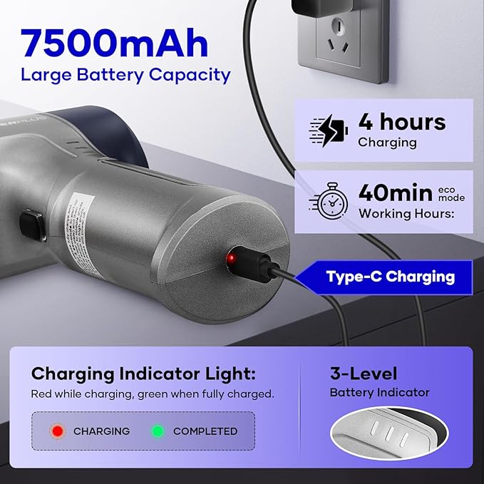 Mini Vacuum Cleaner, 3 in 1 Car Vacuum Cleaner High Power, 15000PA Powerful Suction, Air Duster, 7500mAh, Dual Filter,Adjustable Small Vaccum Portable Cordless for Cars,Desktop - Deep Blue