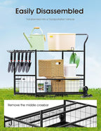 Heavy-Duty Garden Tool Organizer for Garage with 2 Stair-Climbing Wheels, Lawn & Yard Tool Storage Rack, Garage Tool Cart with Lockable Wheels, Outdoor Garden Tool Storage for Sheds