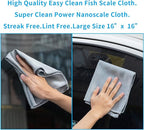 Nanoscale Cleaning Cloth,Easy Clean Fish Scale Microfiber Glass Cleaning Cloths Streak Free for Window Car Mirrors Windshield Lint Free Microfiber Polishing Cleaning All-Purpose Towel Pack of 6(Green)