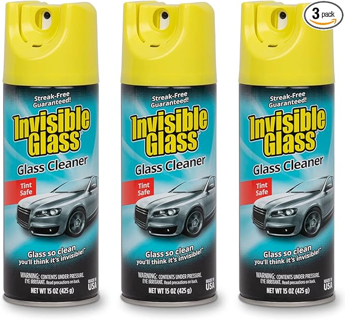Invisible Glass 91163-3PK Premium Aerosol Glass and Window Cleaner for Auto and Home, Streak-Free, Ammonia-Free, Tint-Safe, 15 oz (Pack of 3)