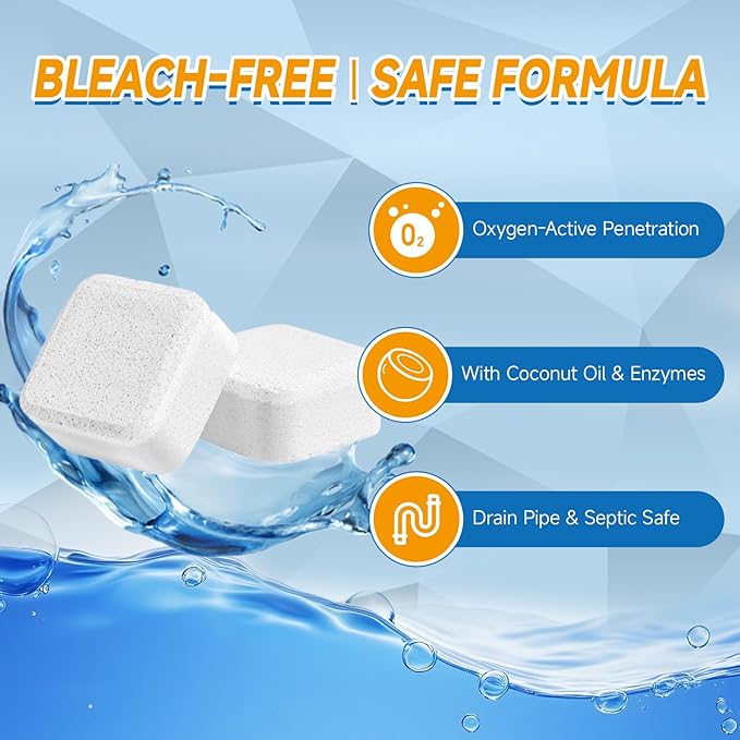 Gifto Washing Machine Cleaning Tablets, Individually Wrapped 15 Count, Fresh Scent Washer Cleaner Tablet for Front Loader & Top Load, Removes Odor-causing Residues & Hard Water Buildup, Septic Safe