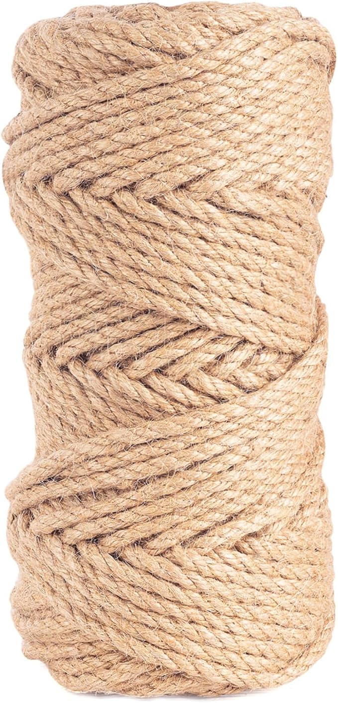 5mm 12Ply Jute Twine,98 Feet/30M Twisted Jute Rope, Garden Twine, Heavy Duty and Thick Twine Rope, Garden, Arts & Crafts, Home Decor, Packaging Braided
