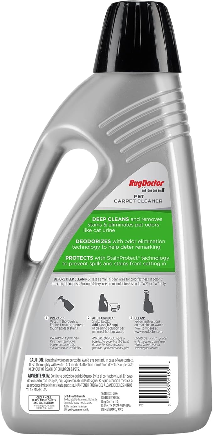 Rug Doctor by BISSELL Professional Triple Action Pet Stain and Odor Deep Carpet Cleaner, 80oz