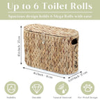 YANGQIHOME Toilet Paper Storage, Water Hyacinth Toilet Paper Storage with Lid, Papers Container for up to 6 Mega Rolls, Bathroom Basket Organizer