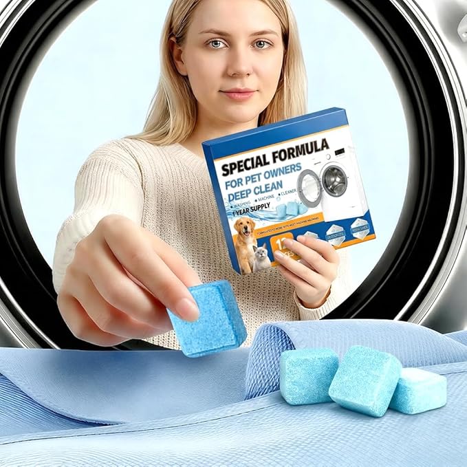 Washing Machine Cleaner Tablets, 2026 Upgrade 12/24/36-Pack (12 Month Supply) for HE/Top/Front Load Washers - Removes Stubborn Pet Hair, Odors, Mold & Residue, Septic Safe & Fragrance Free (12 PACK)