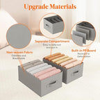 Lifewit 4 Pack Clothes Organizer, 6 Grids Closet Jean Storage Bins with Handles and Support Boards, Foldable Drawer Organizer for Sweater, Pants, T-shirt, Dress, Grey, Size 16.5''x10.6''x7.1''