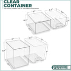 Sorbus Acrylic Storage Containers - 2 Pack, Stackable Storage Bins Set for Bathroom Organization - Clear Acrylic Drawer Organizers - Makeup Case Pull-Out Drawers (7.6’’ and 4.4’’ Tall)