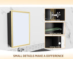 Bathroom Medicine Cabinet with Mirror, Recess or Surface Mount, Single Door Cabinet Famerhouse Bathroom Mirror with Storage Cabinet (Brush Gold, 16"x26")