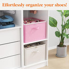 Lifewit 6 Pack Shoe Storage Organizer for Closet, Large Shoe Box Storage Containers with Clear Cover, Foldable Storage Bins Fit for Boots Fits 72-96 Pairs (Each 12-16 Pairs) Pink