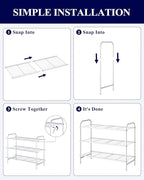 Kitsure Shoe Rack - Stainless Steel Shoe Organizer, Sturdy Shoe Rack for Closet and Front Door Entrance, Free Standing Shoe Shelf, Closet Organizers and Storage, 25.6" Wide - 3 Tier, White