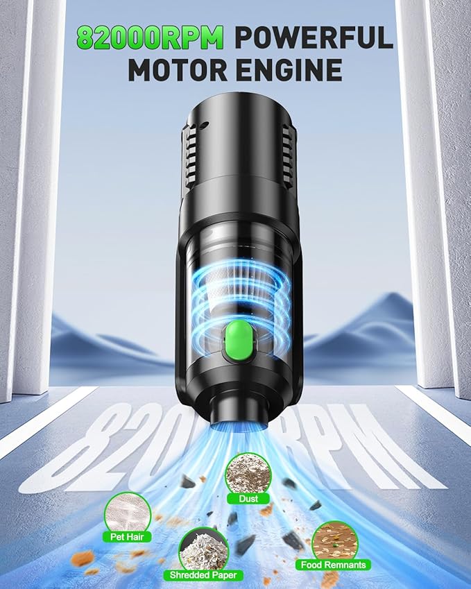 Handheld Car Vacuum Cleaner Cordless 18000PA, 2 in 1 Air Duster & Vacuum Cleaner, High Power Portable Handheld Vacuum with Detachable Battery, Hand Held Vacuum Rechargeable for Car, Home, Office, Pet