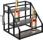 Coffee Syrup Rack Organizer, Spice Racks, Syrup Bottle Holder Stand for Coffee Bar, 3-Tier 12 Bottles Storage Shelves for Syrup, Wine, Dressing for Kitchen Countertop, Grey