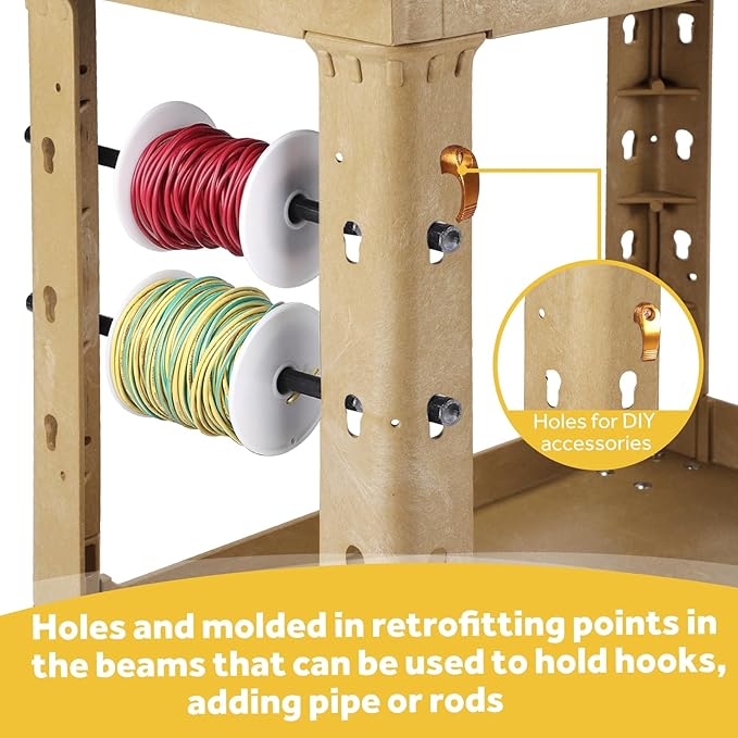 ELAFROS Heavy Duty Plastic Utility Cart 34 x 17 Inch - Work Cart Tub Storage W/Deep Shelves and Full Swivel Wheels Safely Holds up to 550 lbs - 2 Tier Service Cart for Warehouse,Garage, Cleaning,Sand