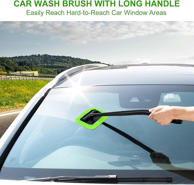 Xindell Windshield Cleaner Tool – Inside Car Window Cleaning Kit with 22“ Detachable Handle, Interior Windshield Squeegee for Clear Vision, Auto Detailing Kit for Car, Home & Outdoor Windows