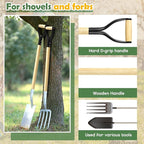 2 Pcs Spading Pitchfork Handle 30 Inch Wooden Shovel Handle Replacement D Shaped Pitch Fork Handles Replacement Tool for Shovel Scoop Hoe Rake Garden Digging