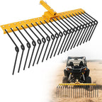 48 Inch Durable Pine Straw Rake Powder Coated Steel Landscape Rake Fits 2" Receiver for Lawn Tractors or ATV/UTV, Orange