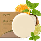 Vove Dish Soap Bar, Plant-Based Solid Dishwashing Soap with Coconut Oil, Bergamot & Grapefruit Scent, Plastic-Free Zero Waste Kitchen Cleaner, FSC Packaging, 1 Bar