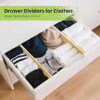 Fyvva Drawer Divider, Adjustable Bamboo Kitchen Drawer Organizer, Spring Loaded Drawer Organizer, Dresser Separators for Kitchen, Bathroom, Clothes, Office Desk Storage (Natural, 4 Pack Large)