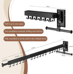 Wall Mounted Collapsible Clothes Drying Rack, Space-Saving Laundry Drying Rack Clothing Hanger, Durable Foldable Design Extends Left, Right & Up for Upgraded Versatility