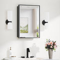 TokeShimi 16x24 Recessed Medicine Cabinet with Mirror, Black Bathroom Medicine Cabinet with Mirror, Bathroom Mirror with Storage, Beveled Aluminum Frame