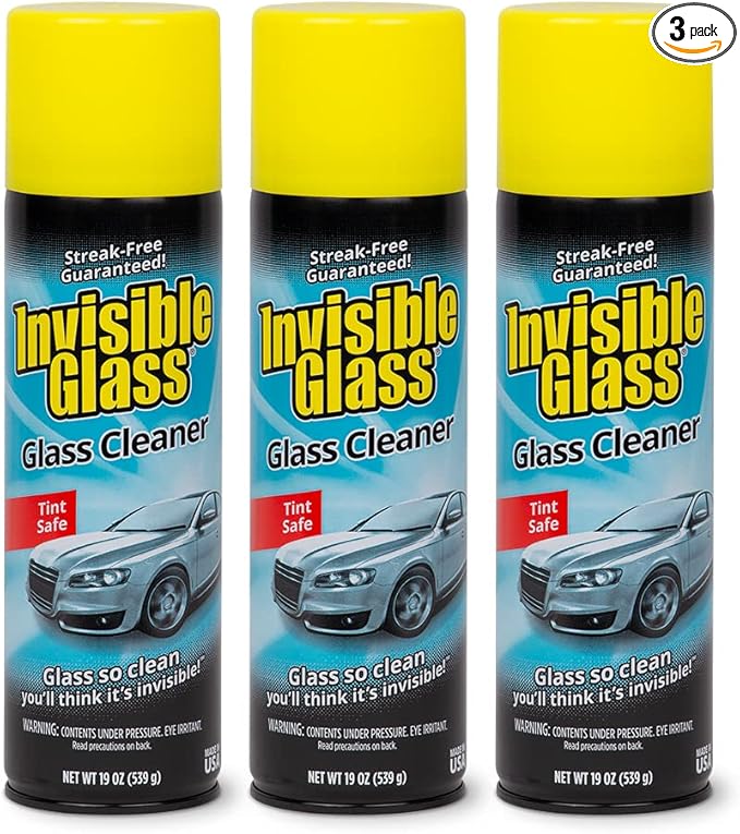 Invisible Glass 91164-3PK Premium Aerosol Glass and Window Cleaner for Auto and Home, Streak-Free, Ammonia-Free, Tint-Safe, 19 oz (Pack of 3)
