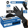 Fixwal Gloves for Cooking Food Prep, Black Disposable Nitrile Gloves, 4 Mil, 120 Count, Cleaning Service Gloves, Latex Free, Powder Free