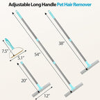 Carpet Rake for Pet Hair Removal Tool, 2025 New Generation 2 in 1 TPU and Copper Rake Teeth Pet Hair Remover with 54’’ Adjustable Long Handle, Reusable Cat Dog Hair Cleaner Rake Broom