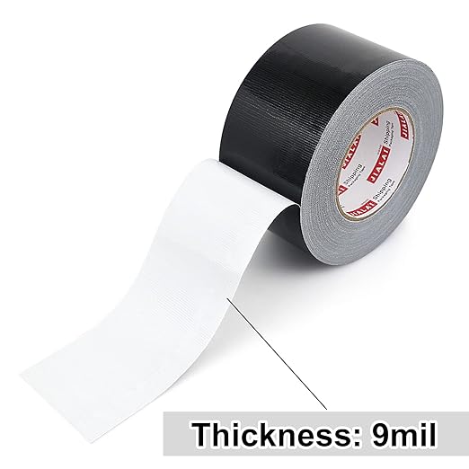 Black Duct Tape 3 Inch Wide, Industrial Grade 3 inches x 55 Yards (164 ft), 9 Mil Heavy-Duty, Waterproof, Strong, Flexible, No Residue, for Crafts & Home Improvement