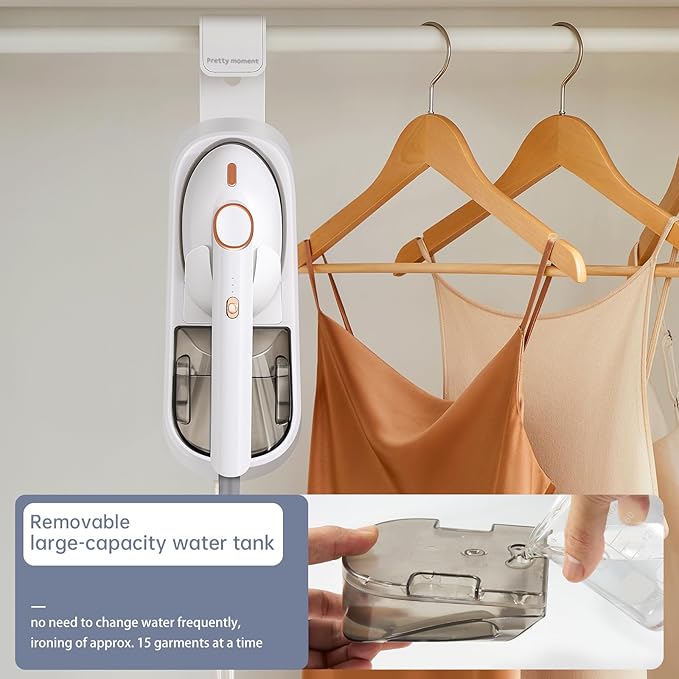 Steamer for Clothes, 1500W Large Soleplate Clothes Steamer Iron, Detachable 400ml Water Tank Garment Steamer Professional Steam Iron, 20s Rapid Heat Up Fabric Wrinkles Remover and Auto-Off