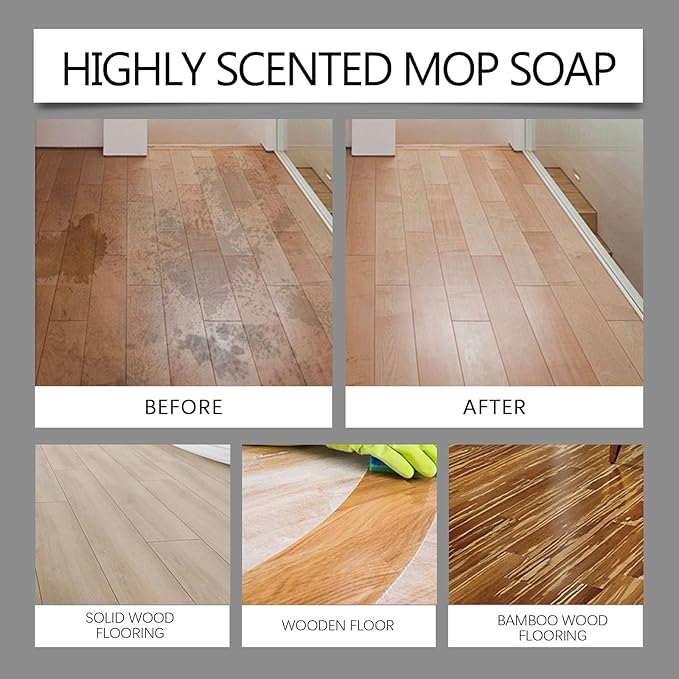 Mop Soap for Floor Cleaning, 17 Oz Highly Scented Mop Soap Brazilian Waves Multisurface Bathroom & Kitchen Cleaner Supplies Household Cleaning