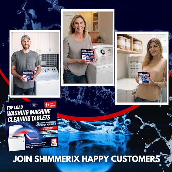 Washing Machine Cleaner Tablets 28 Pack for HE Top Load - Eco Friendly Washer Machine Cleaning Tablets - 3 Layers Septic Safe Wash Machine Full Deodorizer Descaler Protector - 1 Plus Year Supply
