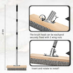 Stainless Steel Pool Scrub Brush with Adjustable Handle, Heavy Duty Stiff Bristle Scrubber for Rough Surfaces, Moss Removal, and Tough Stains on Concrete, Grout, Patio, Garage & Pool