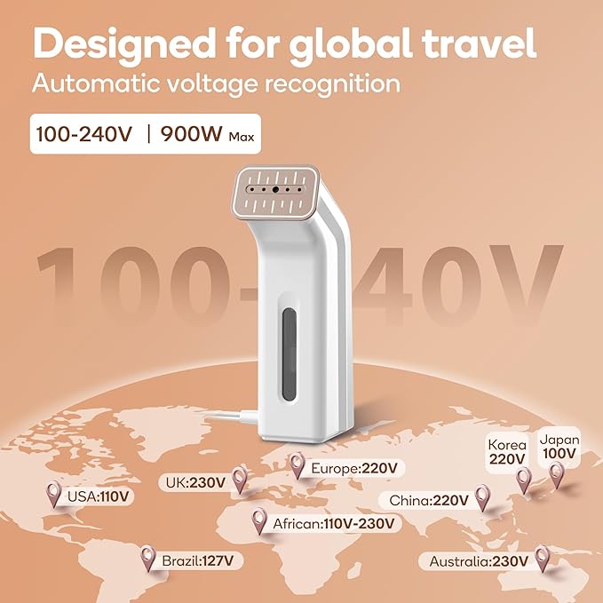 Travel Steamer for Clothes,100V-240V for Globle Traveling,Book-size Integrated design,Steamer ＆ Iron 2 In 1 for Clothes Portable mini, Clothes Steamer handheld for Home,Office(Panda color)