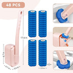 Disposable Toilet Brush with 48 Refills,Toilet Cleaning Supplies,Toilet Wand Brush Starter Kit,Wall Mounted Toilet Bowl Cleaner Brush with Holder for Bathroom Deep Cleaning & Hygiene (pink)