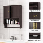 Bathroom Cabinet, Bathroom Wall Cabinet with 2 Doors and Adjustable Shelf, Wooden Medicine Cabinets Wall Mount, Over The Toilet Storage
