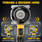 Impact Wrench Compatible with DeWalt 20V Battery: 1/2 Inch Hog Ring Impact Driver High Torque - 1360N.m/1000Ft-lbs Cordless Impact Gun - Brushless Motor with 6 Sockets & Carry Case