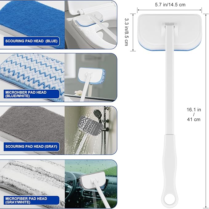 MOSEN Scrub Brush for Shower,4-in-1 Cleaning Brushes with 4 Different Function Cleaning Heads Brush for Shower Cleaning Bathroom Kitchen Car Tub Tile