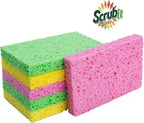 SCRUBIT Cellulose Scrub Sponge - Kitchen Cleaning Sponges for Dishes, Pans, Pots & More- 6 Pack Dishwashing Sponges - Colors and Packaging May Vary