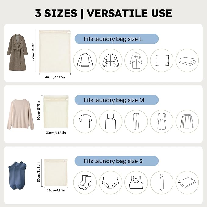 Mesh Laundry Bags Delicates: Laundry Bags Mesh Wash bags - Durable Cotton Garment Bag with Sturdy Zipper for Washing Machine Lingerie Clothes Pants Shoes & Socks Beige(6 PCS)