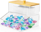 JYPS Laundry Pods Container&Dryer Sheet Holder 2in1.Transparent Acrylic Double-Layer Storage Box With Bamboo Lid. The Large Capacity Design Makes It Easy To Store And Organize Your Belongings Neatly