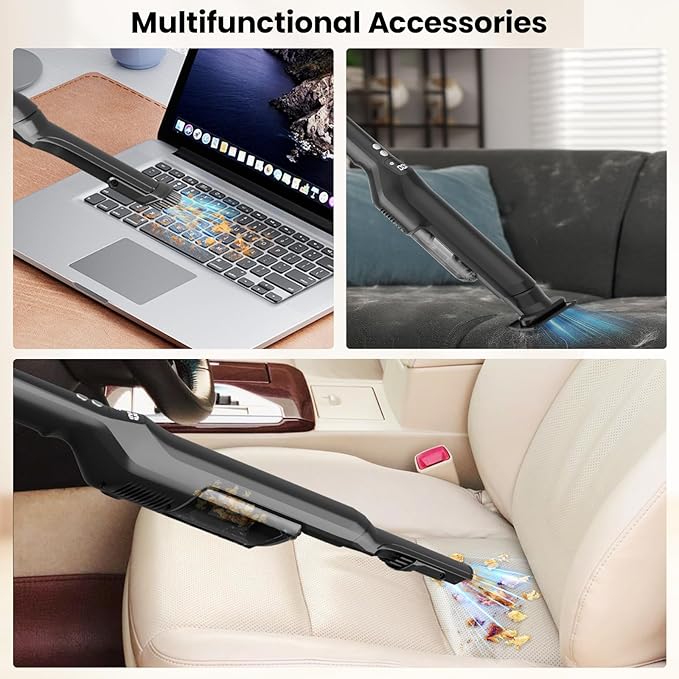Cordless Handheld Vacuum, 24Kpa Strong Suction Car Vacuum with Brushless Motor, Charging Dock, 2in1 Flat Nozzle, Sofa Brush, 1.5lb Portable HandHeld Vacuum with 2-Speed for Home, Car, Pet, Office