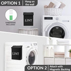 Calindiana Modern Farmhouse Metal Magnetic Lint Bin for Laundry Room Decor and Accessories with Lid and Laundry Room Organization and Storage Wall Mount Space Saving Washer and Dryer Trash Can (BLACK)