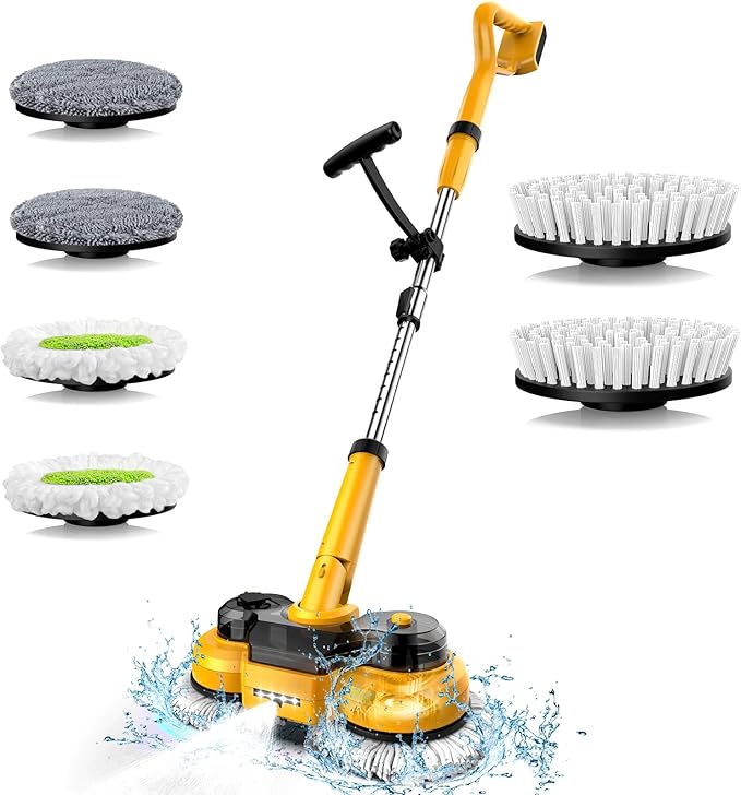 Cordless Electric Mop for Dewalt 20V Battery (NO Battery), 2 In 1 Spin Mop & Floor Scrubber Machine with LED Light & Water Spray, 800 RPM Electric Mops for Floor Cleaning, Hardwood,Tile